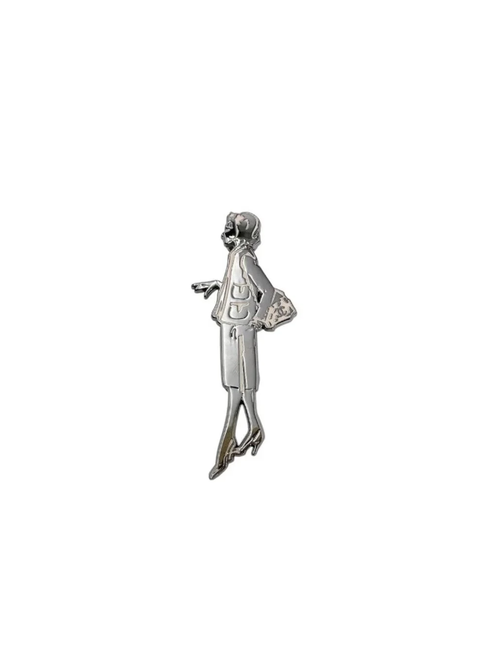 Chanel Pin Brooch Plate Pendant Silver